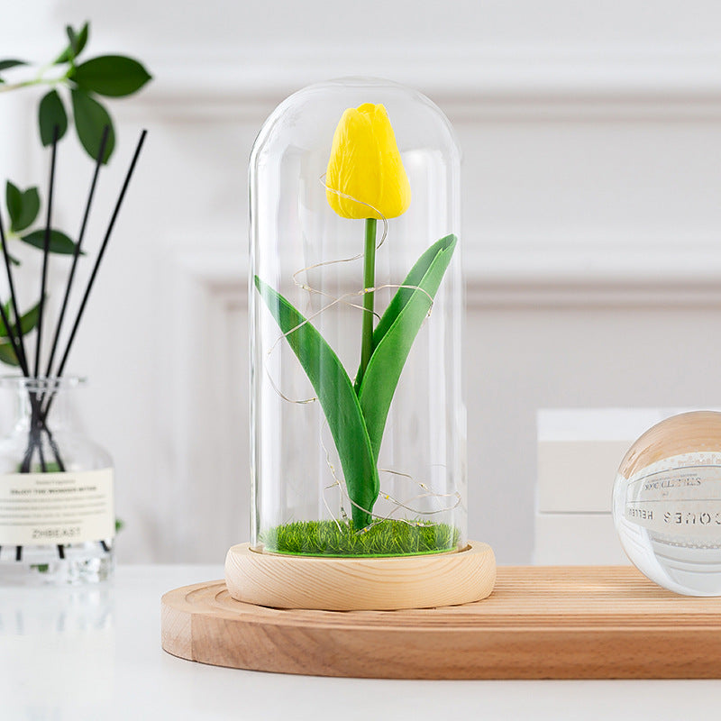 Glass-covered Perpetual Flower Night Light Ornaments