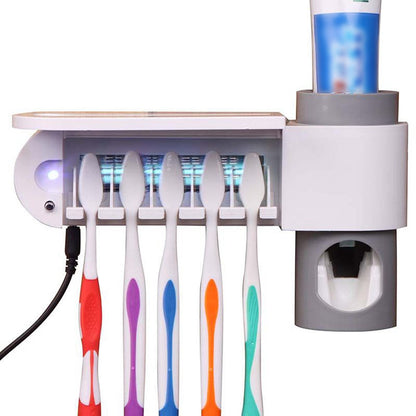 UV LIGHT TOOTHBRUSH HOLDER & PASTE DISPENSER