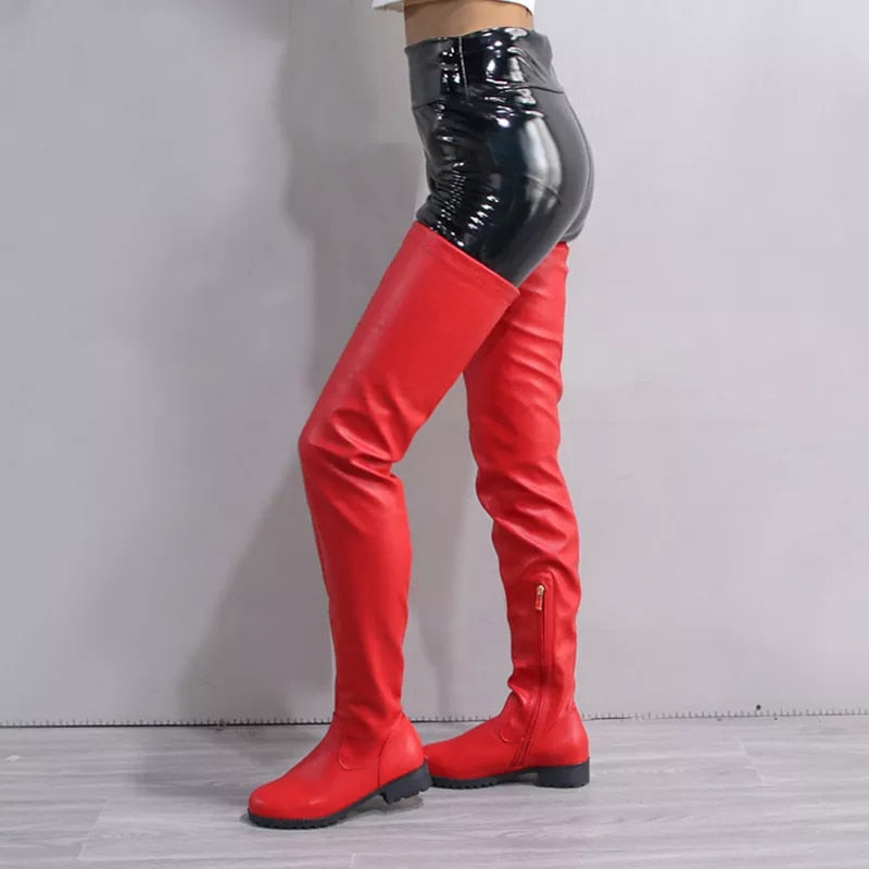 Surgical thigh-high stretch boots