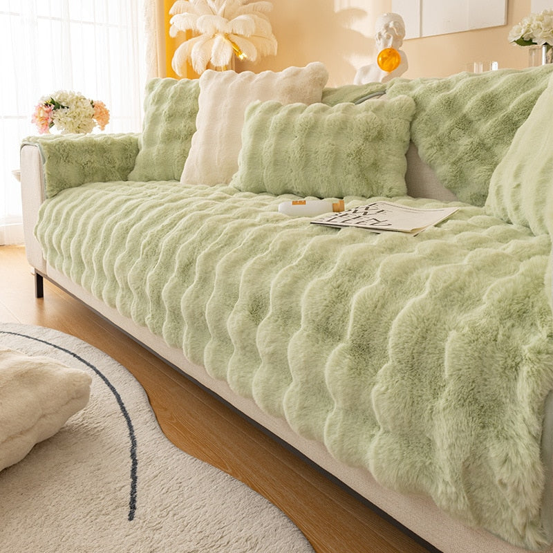 SofaSnug - Cosy Plush Solid Colour Non-Slip Couch Cover