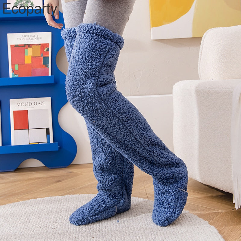 FuzzFluff- Over The Knee Fuzzy Sock Plush Slippers