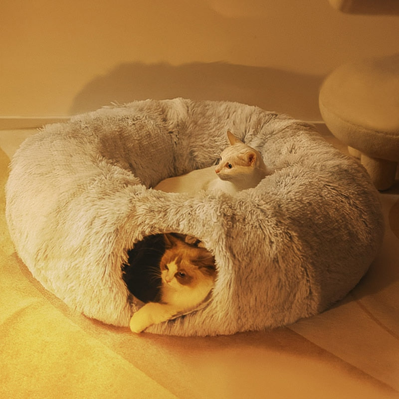 PurrParadise - 2-In-1 Round Cat Bed And Tunnel Toy